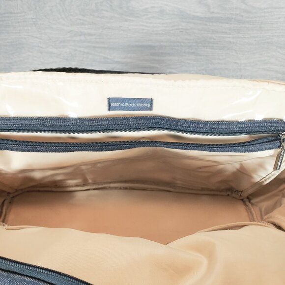 Bath And Body Works Denim Travel Shoulder Bag Tote Blue Matching Cosmetics Bags - Picture 16 of 16